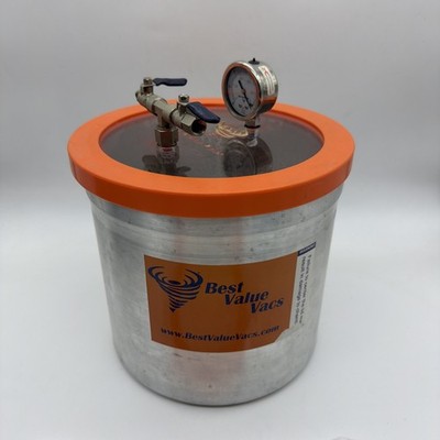 BVV Best Value Vacs 5 Gallon Aluminum Vacuum Chamber Made In USA Orange Label