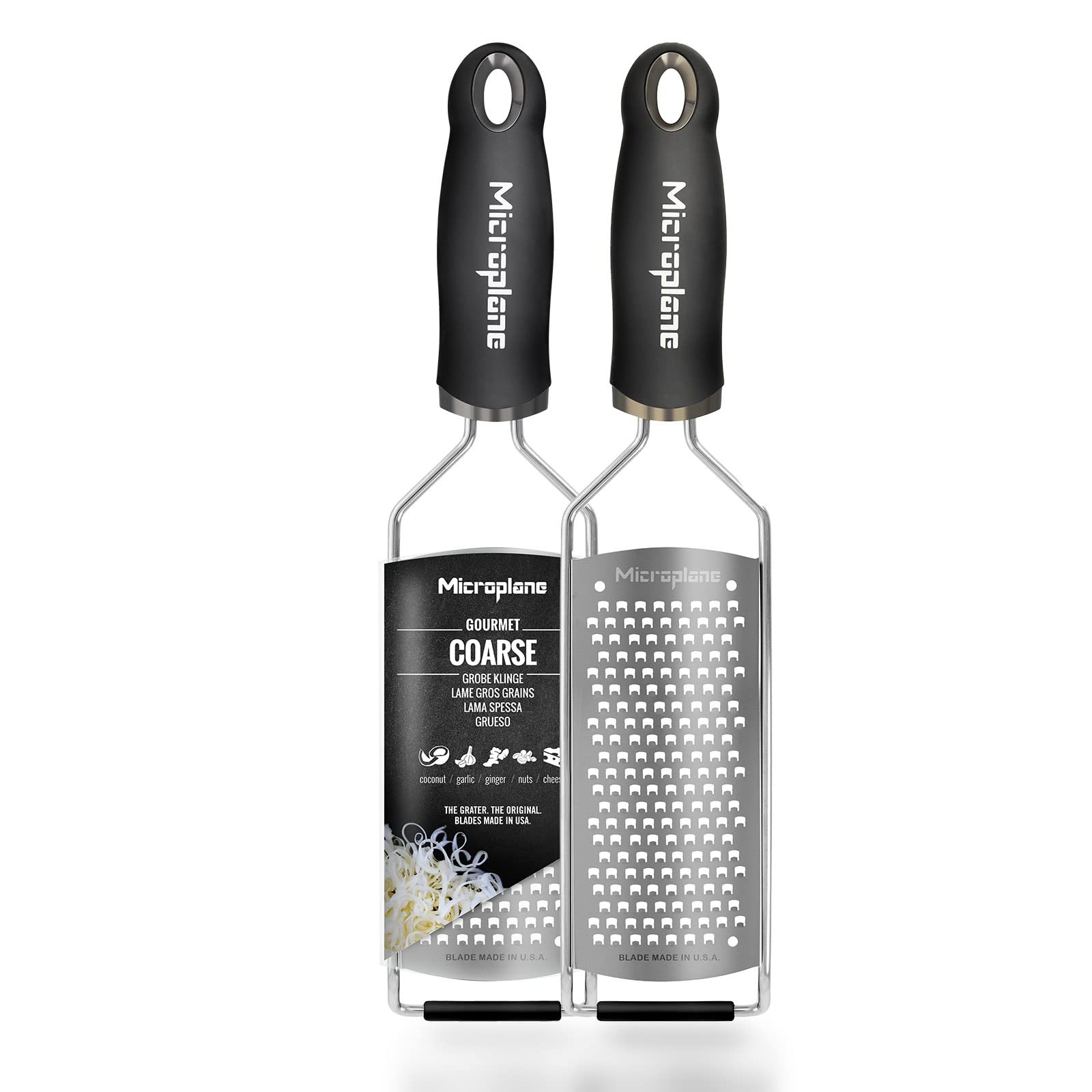 Microplane Kitchen Grater Coarse for Cheese, Carrot, Ginger, Coarse, Black