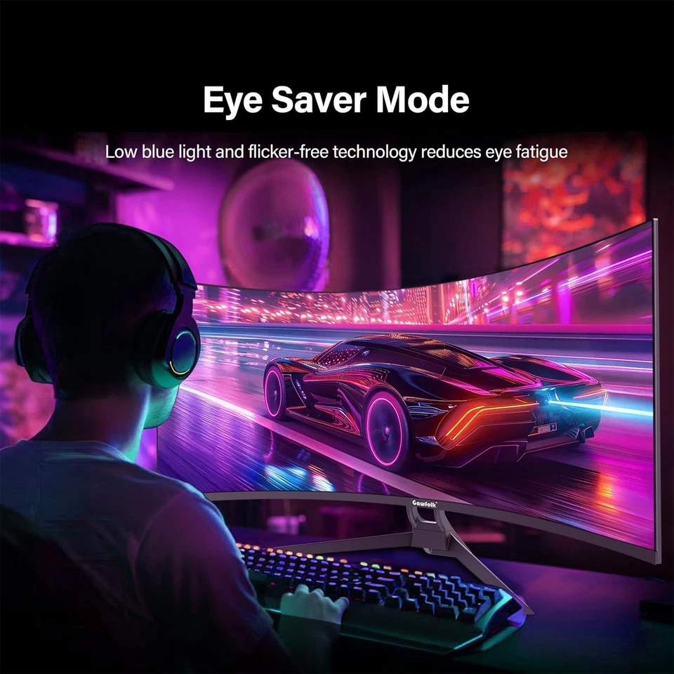 Gawfolk Curved Gaming Monitor 165Hz 34-inch Ultra Wide 4K 3440x1440P 1ms 1500R - Image 4 of 4