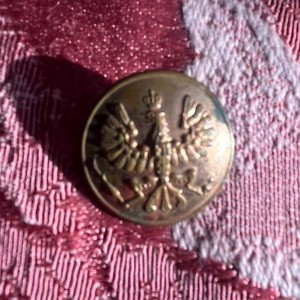 Prussian Uniform Collar Disk Insignia Button 25mm Back Marked “Extra Fein”