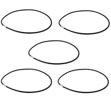 5pcs 3mm Black Rubber Cord Necklace with Stainless Steel Closure - 18 Inch X1U8