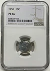 1955 Roosevelt Dime 10c NGC PF66 Proof 90% Silver