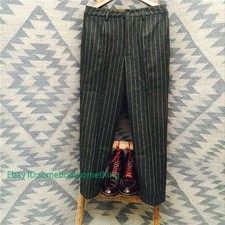 Men's British Woolen Striped Straight Pants Mix Warm Retro Herringbone Trousers