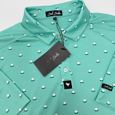 #ad #ad Bad Birdie Golf Polo Shirt XL Dusty Jade Pique Aim Point Print Mens NEW $34.99