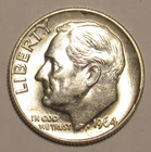 1964 D ROOSEVELT DIME, 90% Silver, uncirculated