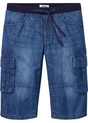 Long-Jeans-Bermuda Relaxed Fit Gr. 54 Blau Denim Herrenbermuda Kurz-Hose Neu