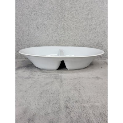 The Main Ingredients White Ceramic Large Divided Serving Dish Bowl 2 Section