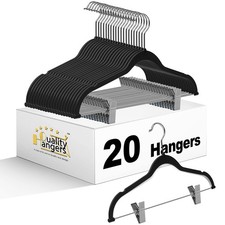 Quality Plastic 20-Pack - Non Velvet Non-Flocked Thin Compact Coat Hangers wi...