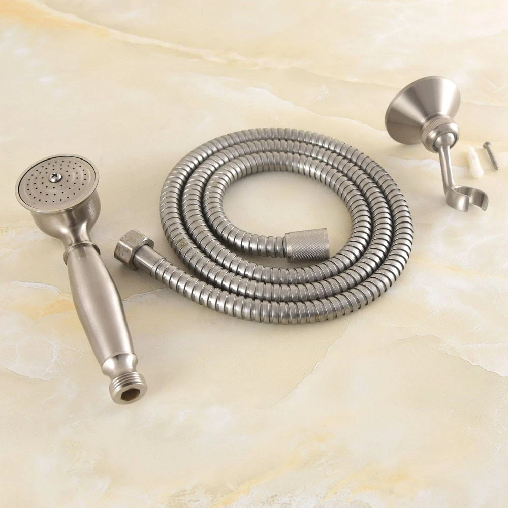 Brushed Nickel Bathroom Hand Held Shower Head with Wall Bracket Holder 1.5m Hose
Opens in a new wind