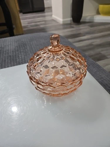Vintage Indiana Pink Depression Glass Candy Dish .