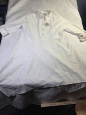 Cupio Shirt Dress Women Medium Bright White Asymmetrical Hem Roll Tab Sleeve NWT