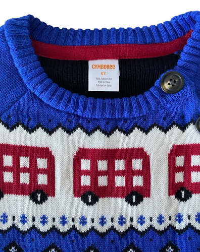 Gymboree London Calling Sweater 5T Bus Flag Snowflake Fair Isle NWT Cotton - Picture 2 of 8