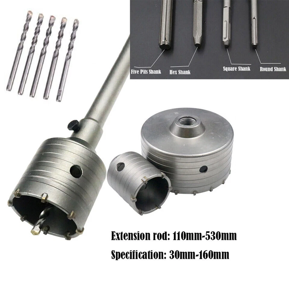 30~120mm Diamond SDS PIUS Core Drill Bit Set Hole Saw Cutter for Concrete Brick - Image 2 of 4
