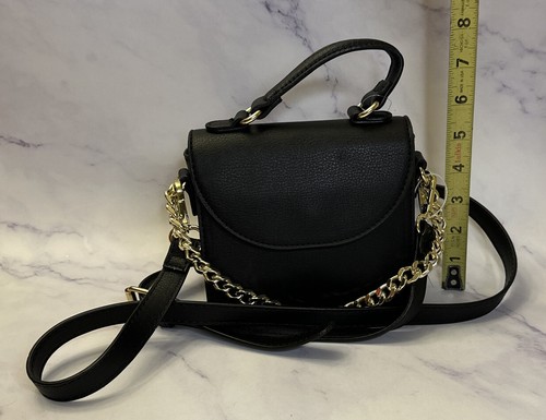 Madden Girl Black Crossbody Handbag Purse MGK-5854 New NWT Gold Chain Handle - Picture 10 of 11