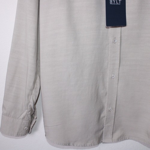BYLT Shirt Mens L Large Latte Paloma 2.0 Long Sleeve Button Up Premium Basics - Picture 6 of 17