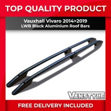FITS VAUXHALL VIVARO 14>19 LWB BLACK ALUMINIUM ROOF BARS RAILS RACK VAN NO DRILL