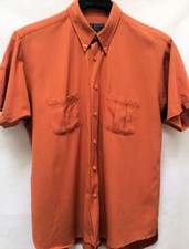 Ted Baker Mens L Shirt Orange Polynosic Short Sleeve Pockets 4