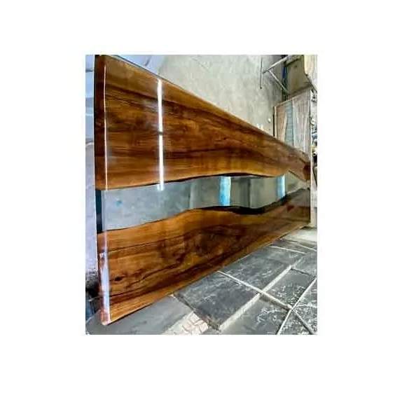 Clear Epoxy Resin Dining Table Made to Order with Iron Leg Home Furniture Decors - Image 2 of 4