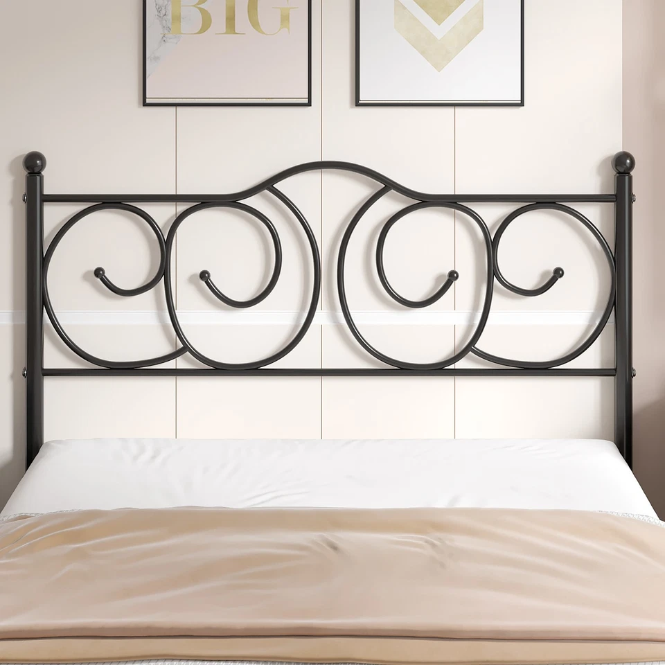 Cabecero de cama con marco de cama de metal tamaño king completo solamente, dormitorio, negro duradero Foto 3 de 4