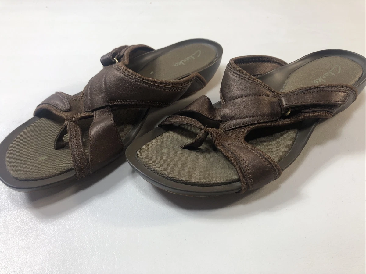 Clarks Women s Sandals Size 9 M Brown Leather Flats 86742