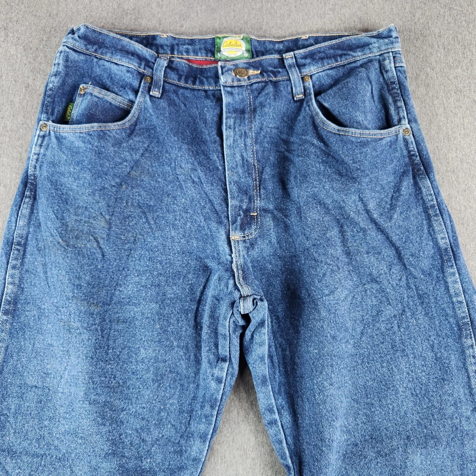 Cabelas Jeans Men's Size 36x32 Blue Dark Wash Fleeced Line Heavy Duty - Image 2 of 4