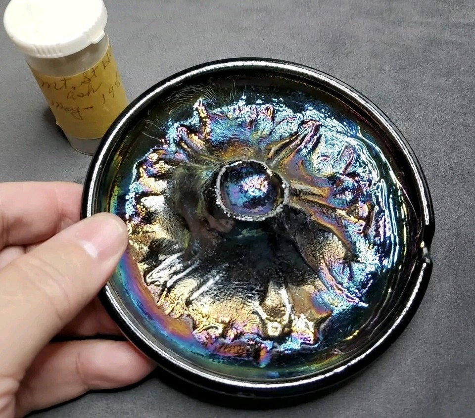 1980 Mt. St. Helens Volcanic Ash Glass Dish Ashtray Bullseye Glass Co