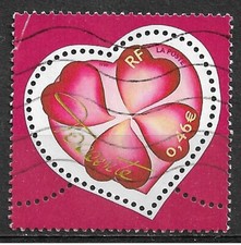 --Timbre Oblitéré YT 3538 Coeur St Valentin Trefle 4 feuilles Torrente 2003