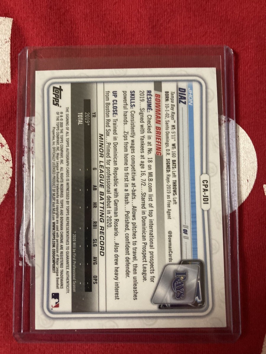 2020 Bowman Chrome AUTO Speckle Refractor #145/299 Jhon Diaz #CPA
