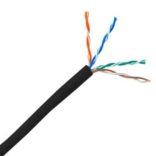 1000ft Bulk Cat5e Black Ethernet Cable Stranded Copper UTP Pullbox 10X6-022TH