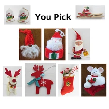 Christmas  Tree Ornaments Santa Reindeer Stockings Vintage1980's YOU PICK TYPE