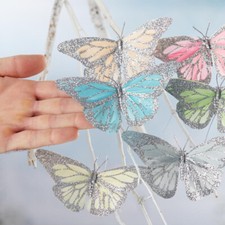 Package of 12 Assorted Glittered 4-1/2" Artificial Butterflies