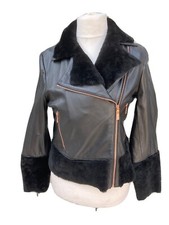 Stunning Ted Baker Black Leather Rosania Biker Jacket - Bnwt (£449)
