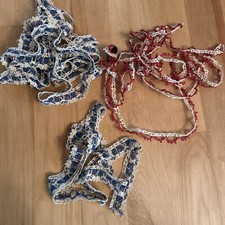 234   2 Patterns VTG Fine Handmade Ivory Blue Red White Tatted Lace Trim Tatting