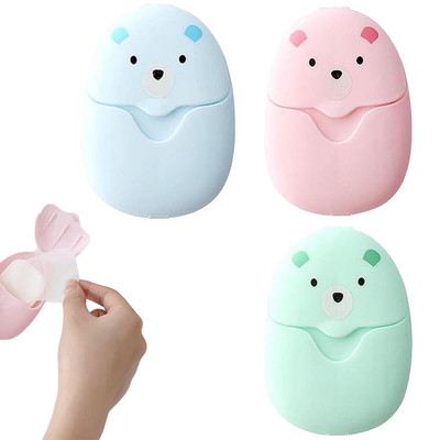 3 Boxes Paper Soap, Portable Soap Sheets Disposable Paper with Plastic Box, Mini