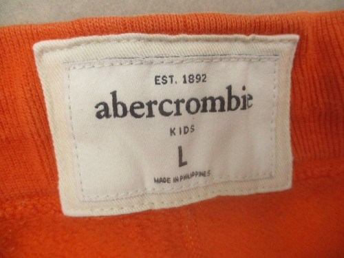 Abercrombie&Fitch Size L Kids Unisex Orange Cotton Drawstring Sweat Pants 905 - Picture 5 of 8