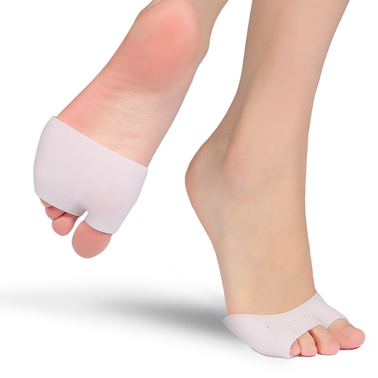 Metatarsal Foot Pads 2 Pair Gel Silicone Toe Protector Sleeves Cover With Hol...