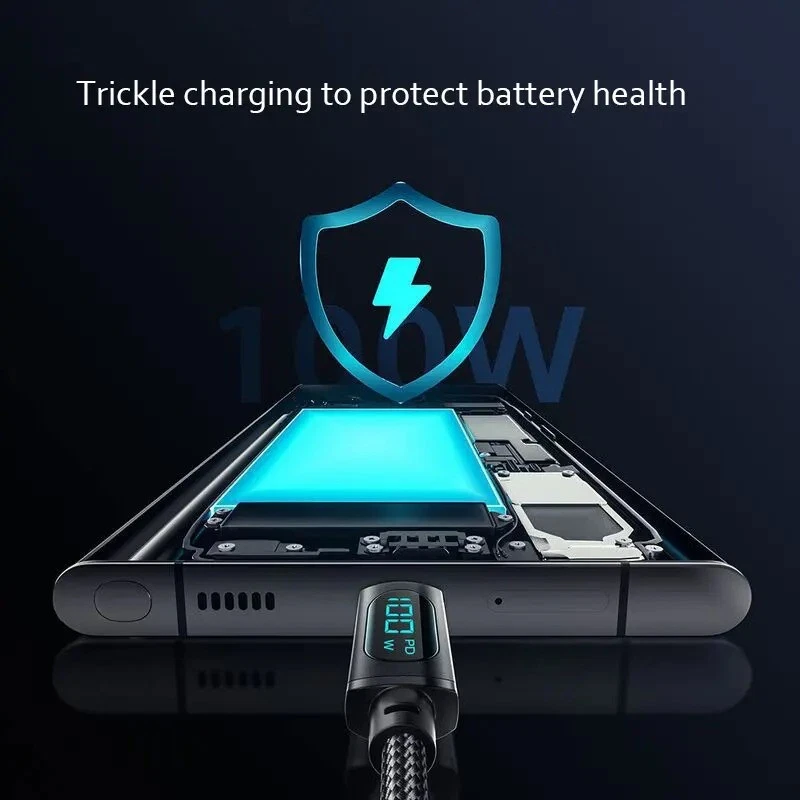 USB C to USB C Cable 100W PD Fast Charging Cord Type-C Charger with LED Display - Image 2 of 4