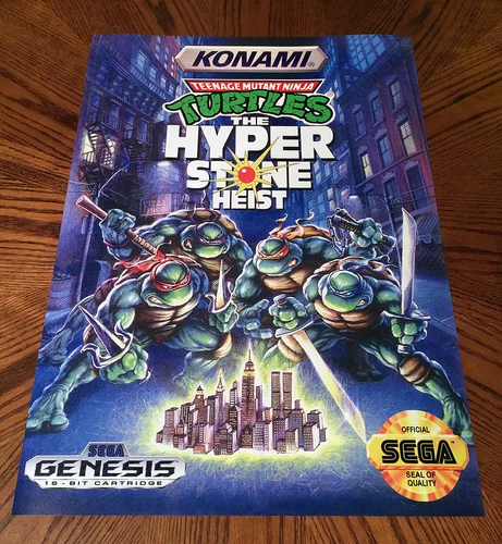 Teenage Mutant Ninja Turtles The Hyperstone Heist Sega Genesis TMNT game poster