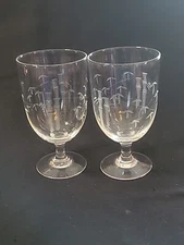 Crystal Water Goblets Noritake Sasaki Bamboo 5 1/4" 8oz Vintage 1950"s MCM