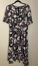 SIMPLY VERA VeraWang Womens Size L Dress Charcoal Pink Floral Hi Low Dress