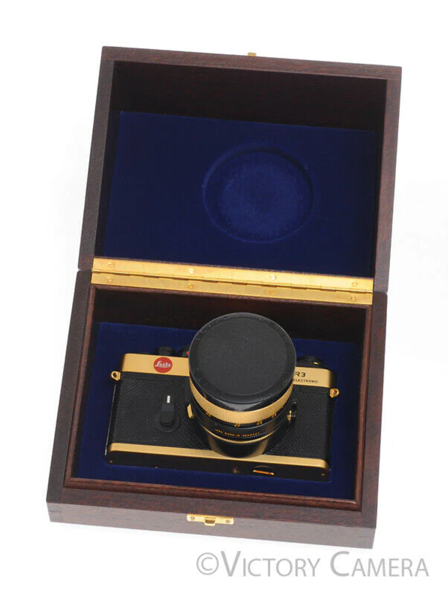 Leica R3 24 Karat Gold Camera 100 Anniversary Mint in Box 50mm Summilux Lens [MI | eBay Leica R3 24 Karat Gold Camera 100 Anniversary Mint in Box 50mm Summilux Lens [MI | eBay