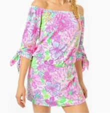 New Lilly Pulitzer Lana Skort Romper Paradise Found Off the Shoulder Pink L
