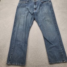 Wrangler Jeans Mens 42x32 Blue Denim Dark Wash Relaxed Straight 97LRWBI