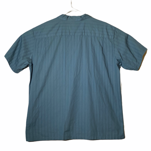 Columbia Mens XXL Blue Stripes Short Sleeve Button Up Cotton 1 Pocket - Picture 10 of 10