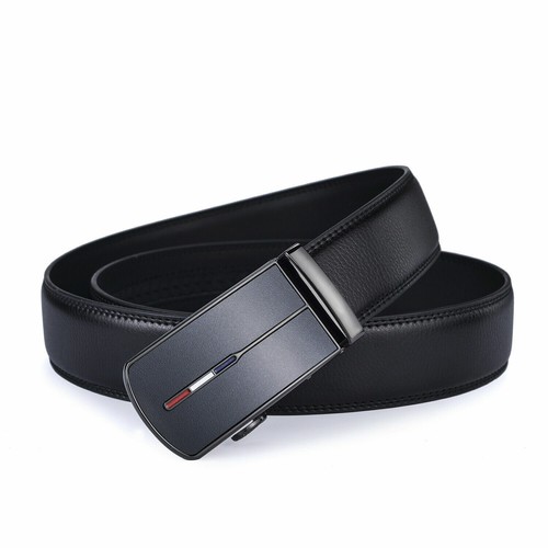 Luxury Men's Real Leather Belt Automatic Buckle Ratchet Waist Strap Jeans Dress - Picture 14 of 23