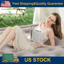 King Inflatable Double Air Sofa Bed Mattress with Air Pump & 2 Pillows Gray NEW