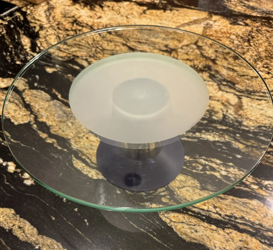 WMF Soporte para Pasteles, Cristal (?) Con acero inoxidable, base azul cobalto, giros Foto 4 de 4