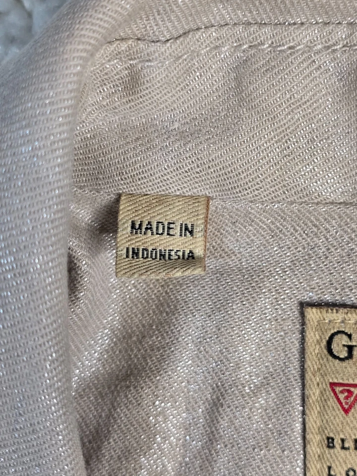 Chaqueta GUESS Mujer Motocicleta Metálica Tachonada Crema Talla Pequeña Foto 3 de 4