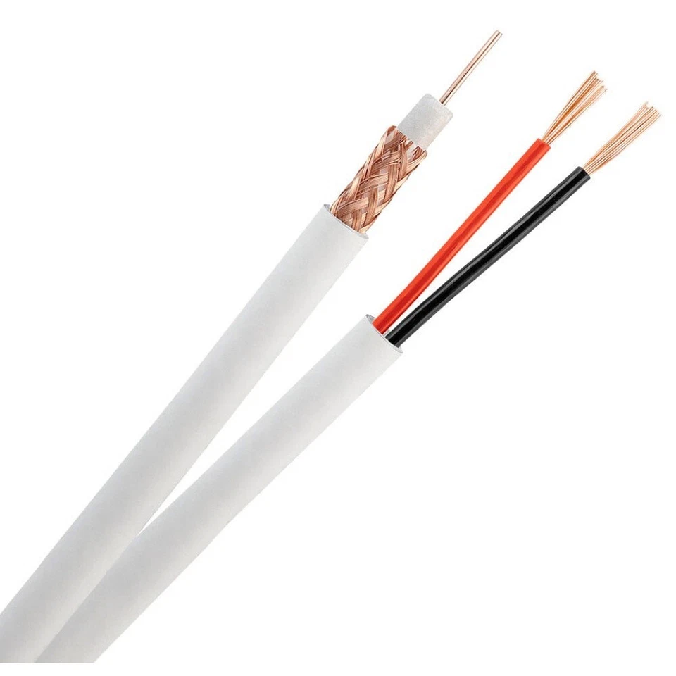 RG59 Siamese Coaxial Cable 20AWG 18/2 CCTV Security Camera Bulk Wire 500FT White - Image 2 of 4