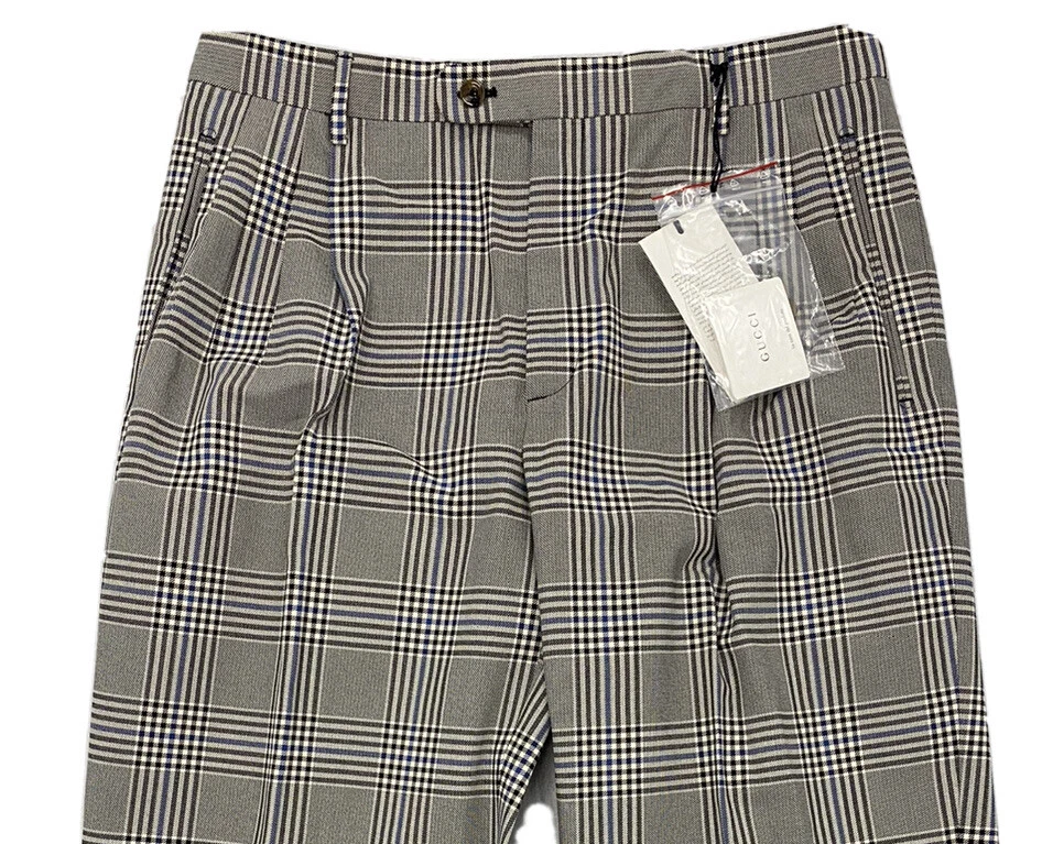 Pantalon Gucci coton plissé Prince de Galles taille US 38 EU 52 fabriqué en Italie